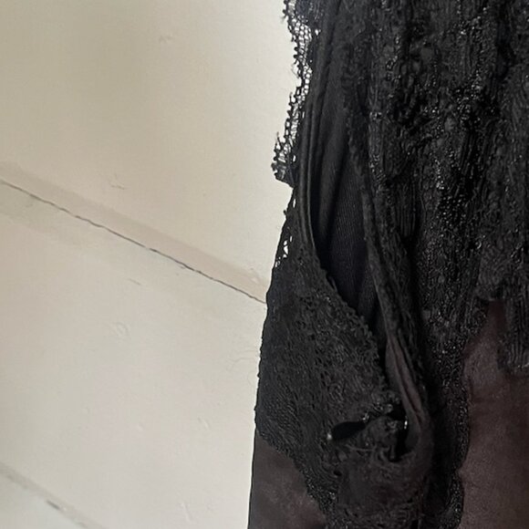 Beverly and Beck Satin and Lace Deep V-Neck Mini Dress - Picture 6 of 7